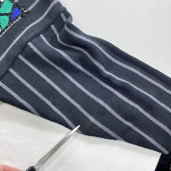 VTG IB Diffusion Sweater Womens Large Black Gray Beaded Knit 90s Grandmacore - Picture 5 of 10